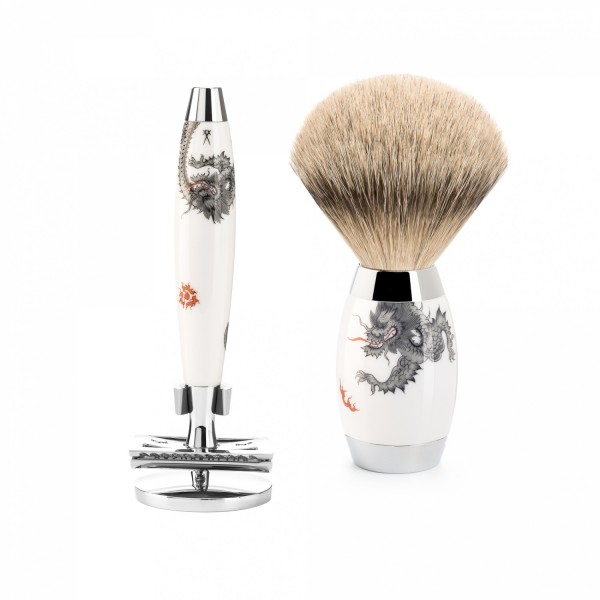 EDITION Rasierset Silvertip Meissner Porzellan, handbemalt